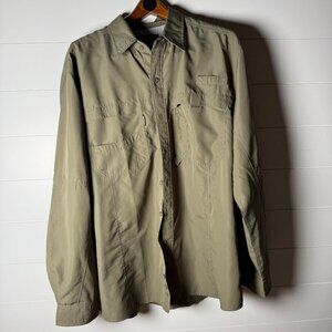Dri-Duck Long Sleeve Catch Fishing Button Down Shirt Size 2XL Khaki/Olive Green